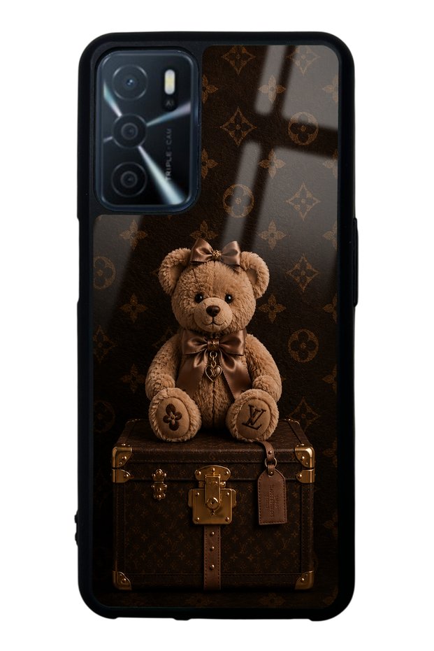 Oppo A16 Luxury Brown Teddy Design Glossy Phone Case