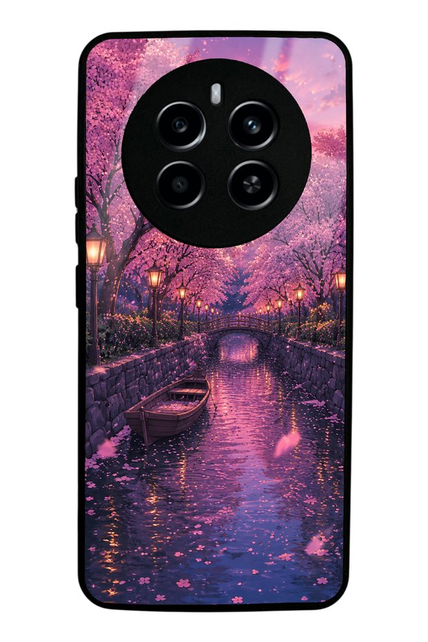 Realme 12 Pro Sakura Twilight Canal Design Glossy Phone Case