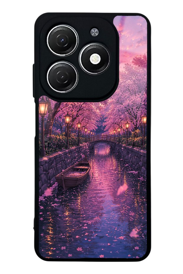 Tecno Spark 20 Sakura Twilight Canal Design Glossy Phone Case