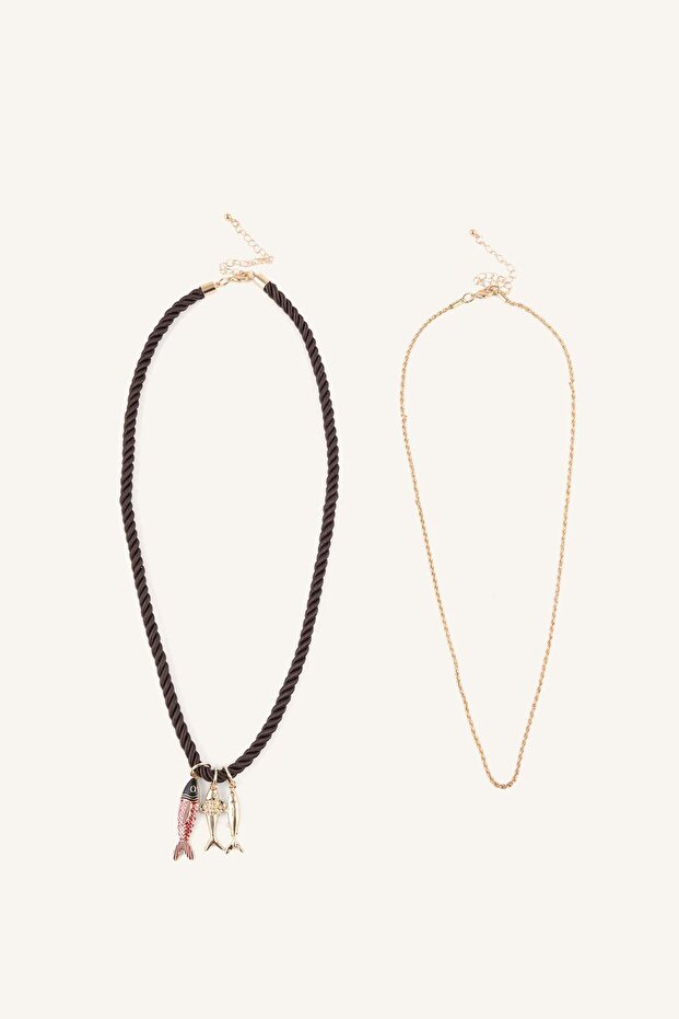 Women's 2-Piece Fish Figured Necklace H6998Axns