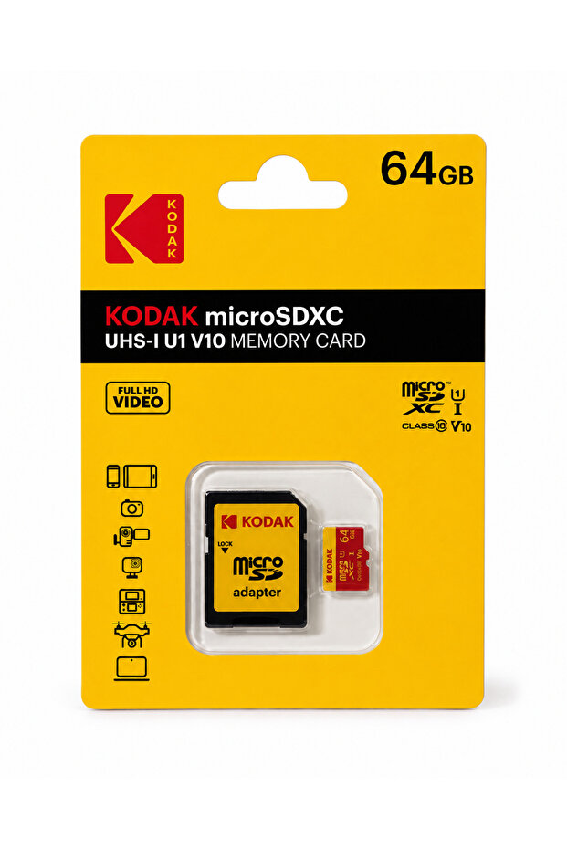64Gb Micro Sd Uhs-I C10 U1 V10 Card + Adapter (Red)