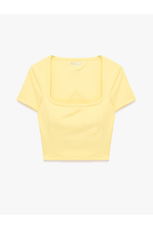 Slim Fit U-Neck Short Sleeve Crop Sports T-Shirt