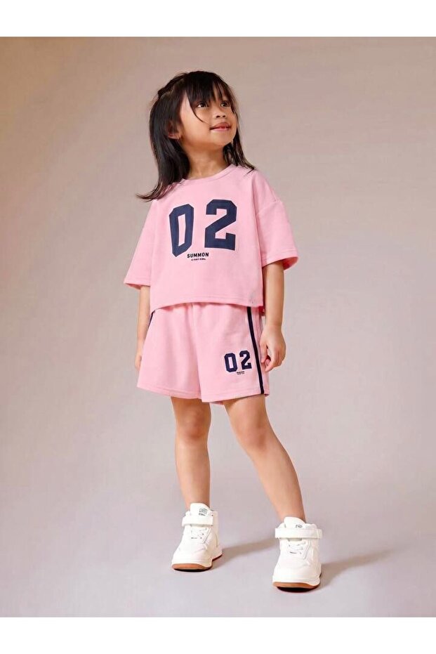 Kids 02 Printed Striped Shorts-T-Shirt Summer Set