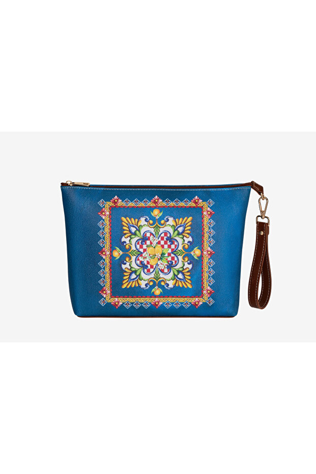 Capri Blue Vegan Leather Clutch & Portfolio Bag 30X21 cm