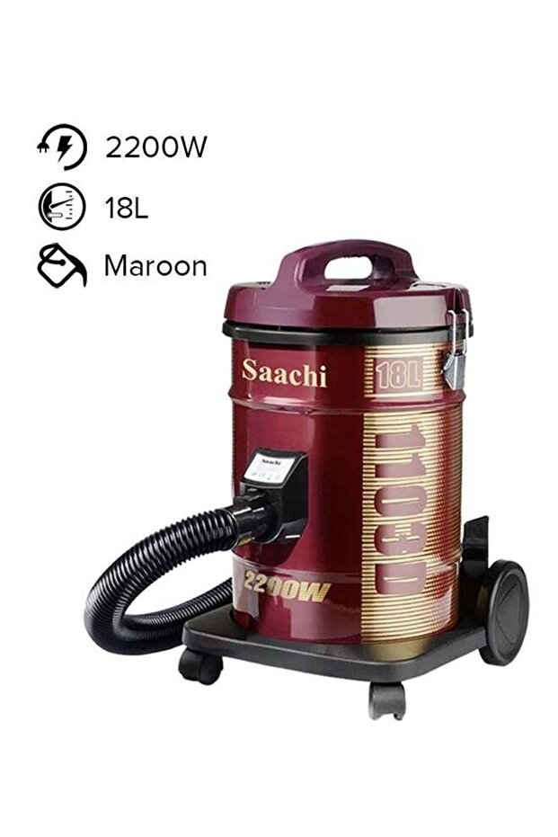 Dry Vacuum Cleaner with a Cyclonic Multi-Filtration System, 5 Meters Long Cord, Blow Function and Additional Brushes 2200 W