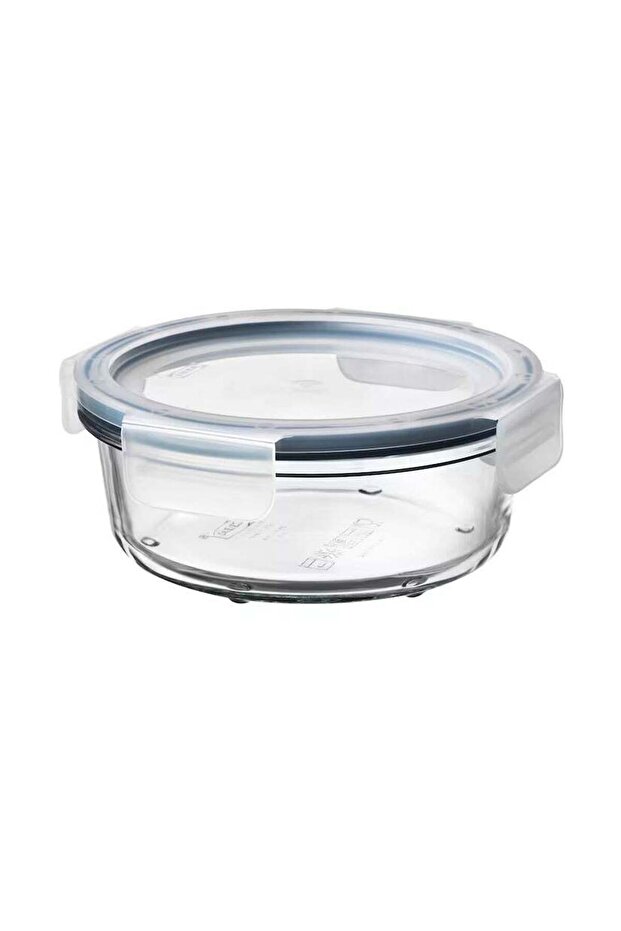 Food container with lid, round glass/plastic400 ml