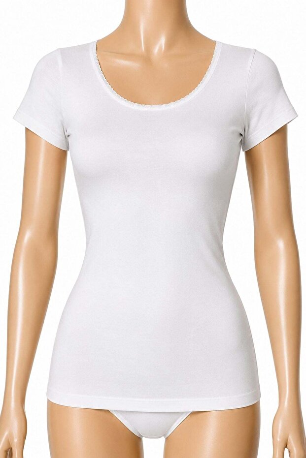 Ribana Short Sleeve White Women's Undershirt 100% Cotton