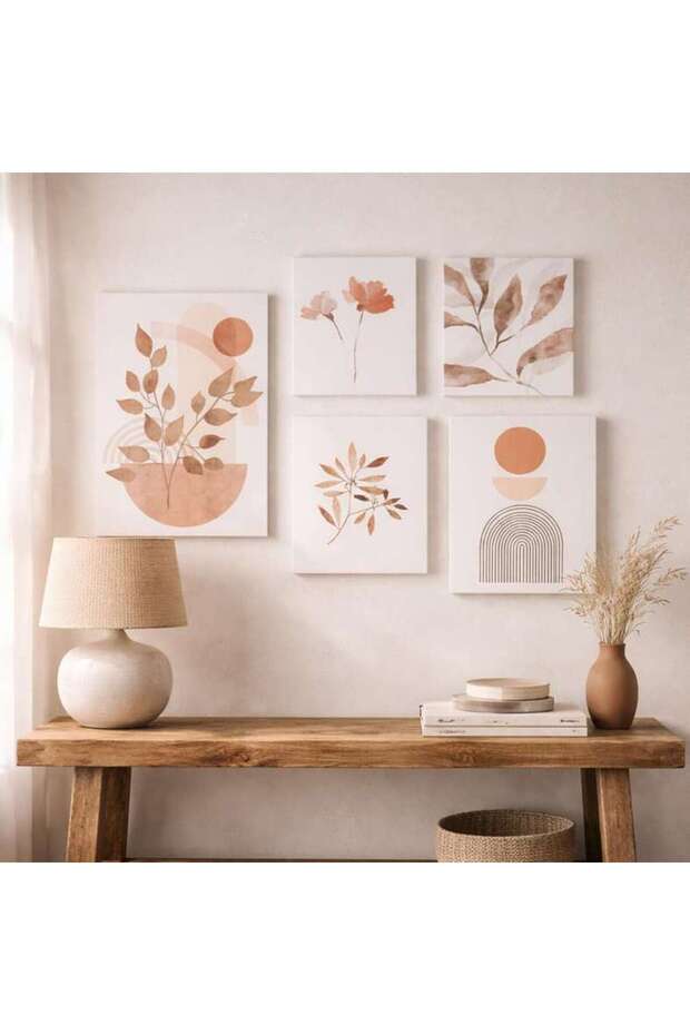 Solenne 5-piece Printed Canvas Collage Wall Art - Natural