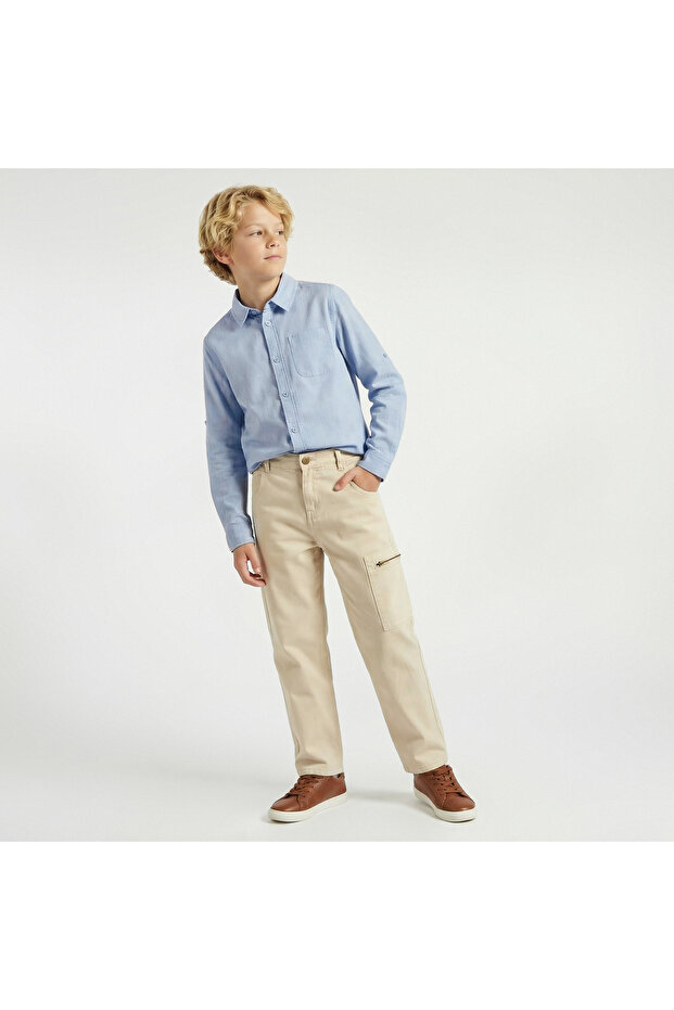Long Sleeve Shirt with Solid Design - 5