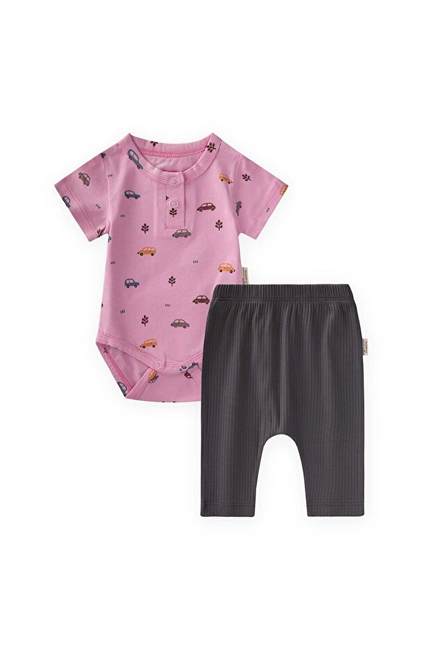 Patterned Bodysuit Set 0-3 Years Pink, Anthracite