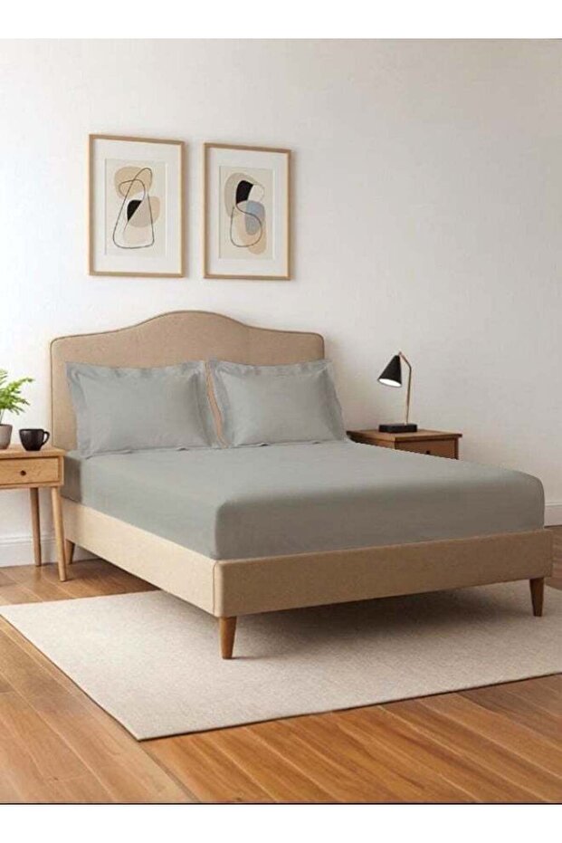 Pure Combed Cotton Double Fitted Sheet 140x200 cm Sliver, 400 Thread Count Cool Luxury Soft