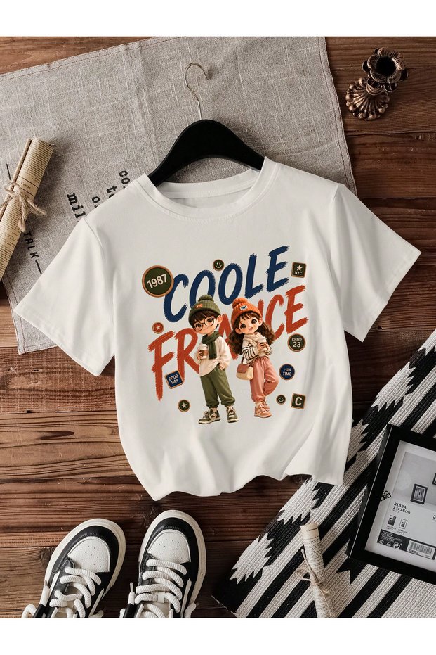 Cool France Printed 100% Cotton Premium Tshirt with Crew Neck for Kids