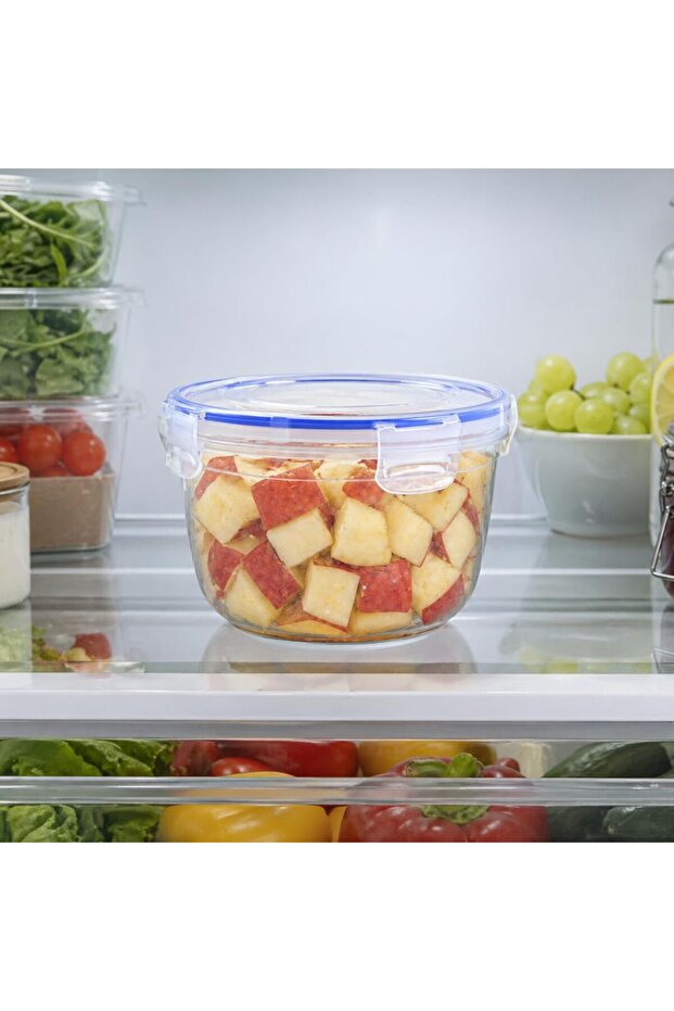 Round 100% Leak-Proof Storage Container Set with Gasket Lid Water and Air-Proof Lid Storage Kit Food, Fruit, Legume Containers (2100 ml)