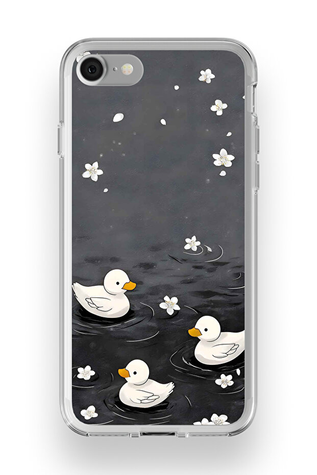 iPhone 7 / 8 Compatible Transparent Phone Case with Ducklings Pattern