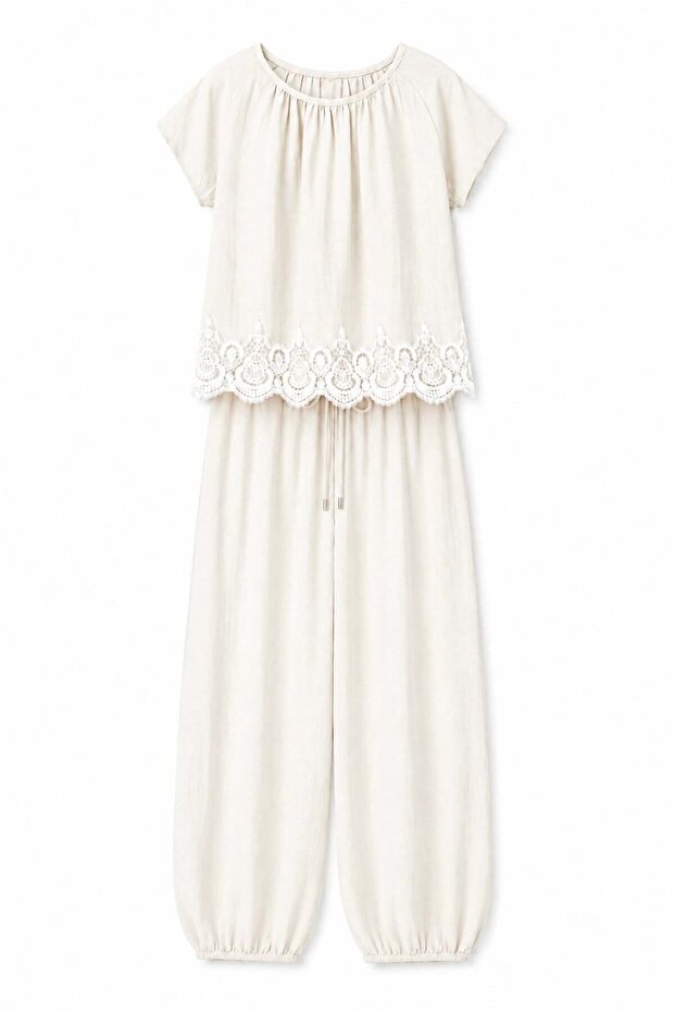 Salto Şalvar Model Suit Cream