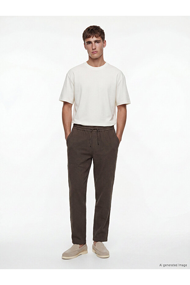 Nevavm Regular Fit Linen Look Men's Trousers with a Difference