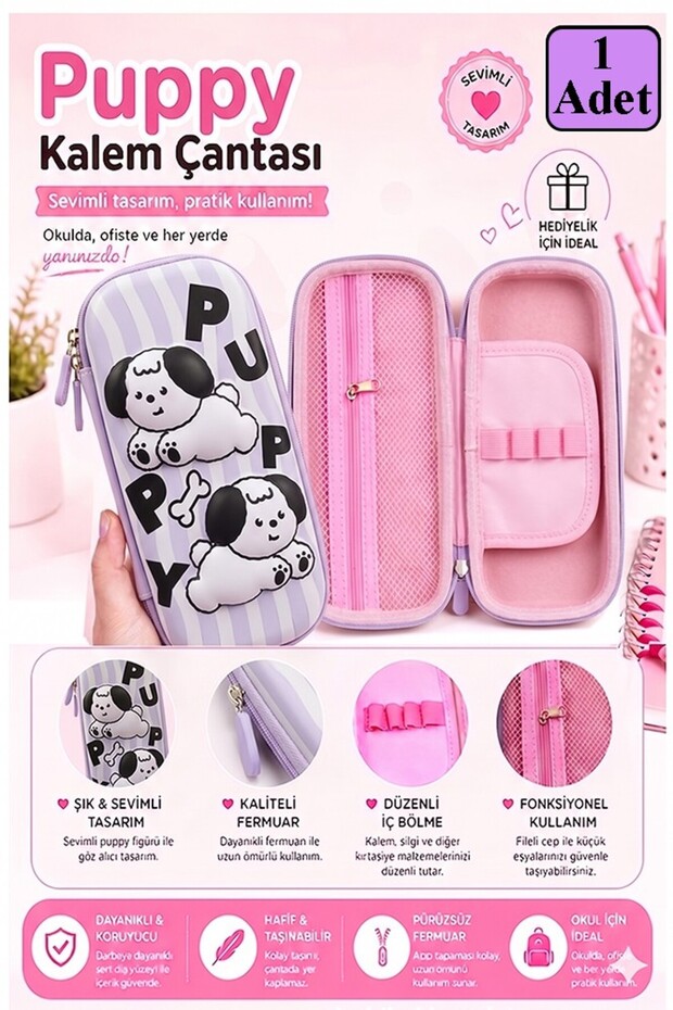 Embossed Compartmented Pencil Holder 1 Piece P-5922 Children's School Pencil Case 3D Cute Cartoon Gift