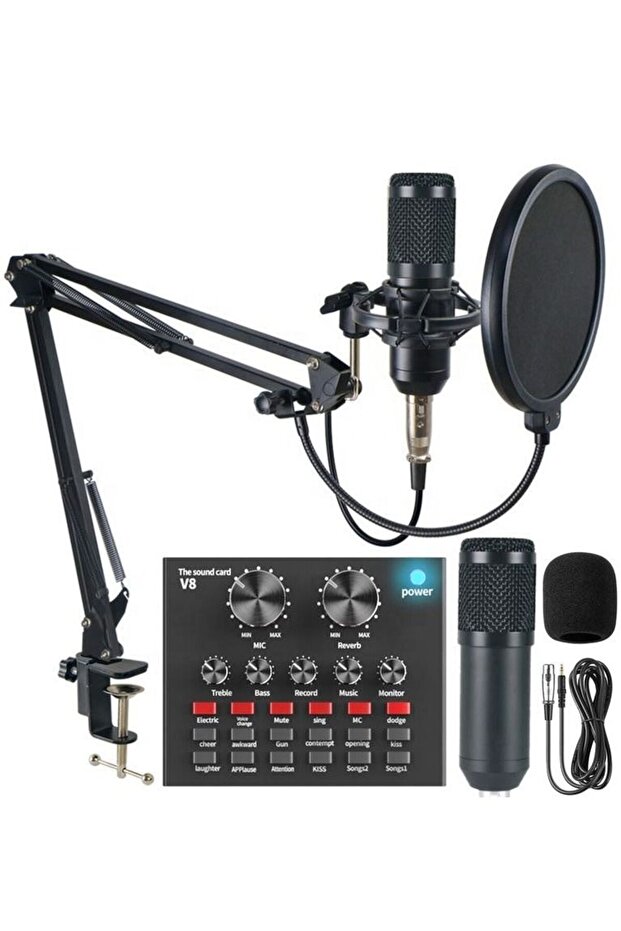 V8 LIVE SOUND CARD AND VM-800 CONDENSER MICROPHONE BUNDLE PACK (GOLD/BLACK)