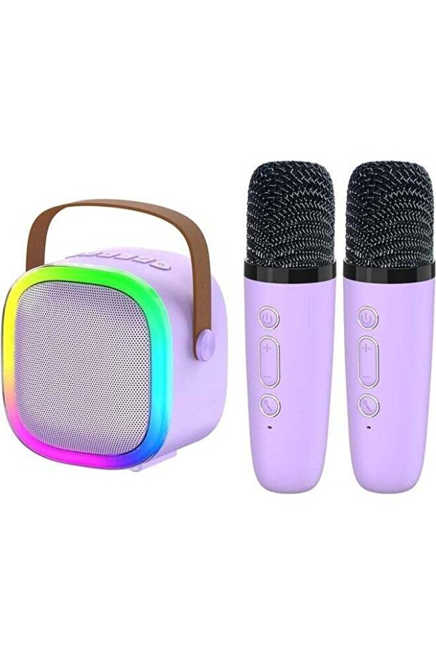 Karaoke Speaker with 2 Wireless Microphones – Powerful Clear Sound System with LED Lights – Perfect