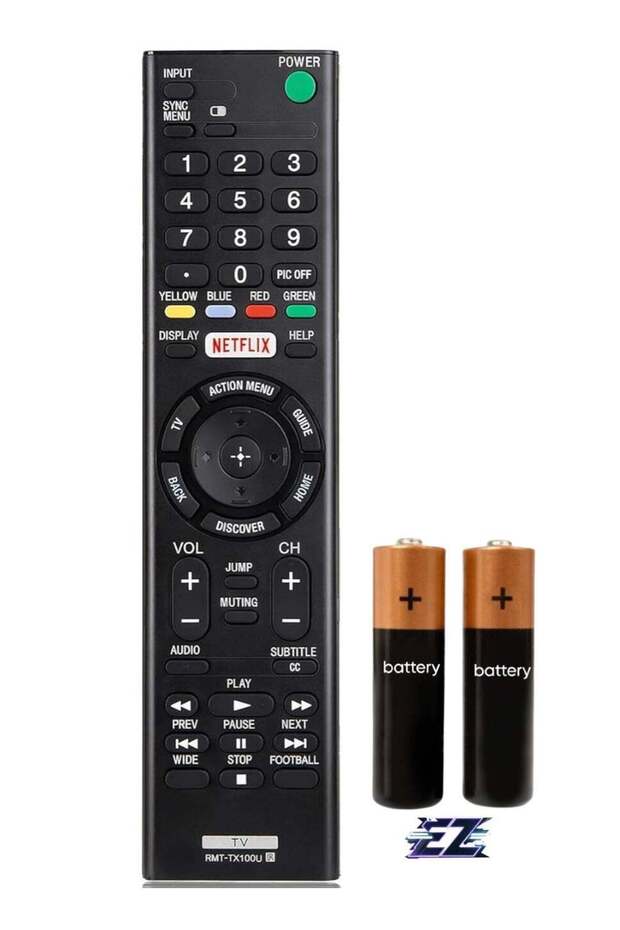 Replacement Remote Control for Sony RMT-TX100U TV, Replacement for All Sony Bravia LCD LED HD Smart Remote Controls with Netflix Button with battery
