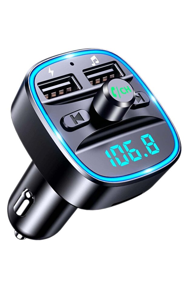FM Transmitter, Bluetooth Music, Wireless Radio Adapter Car Kit with Dual USB Charging Car Charger