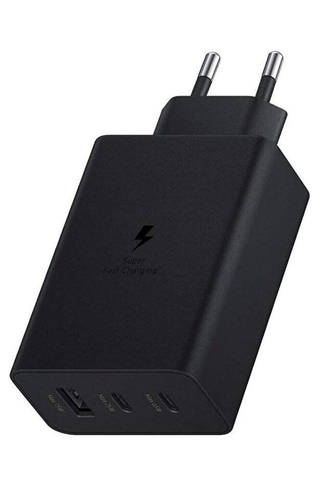 Black 65W Power Adapter Trio: Efficient Multi-Device Charging with High Output