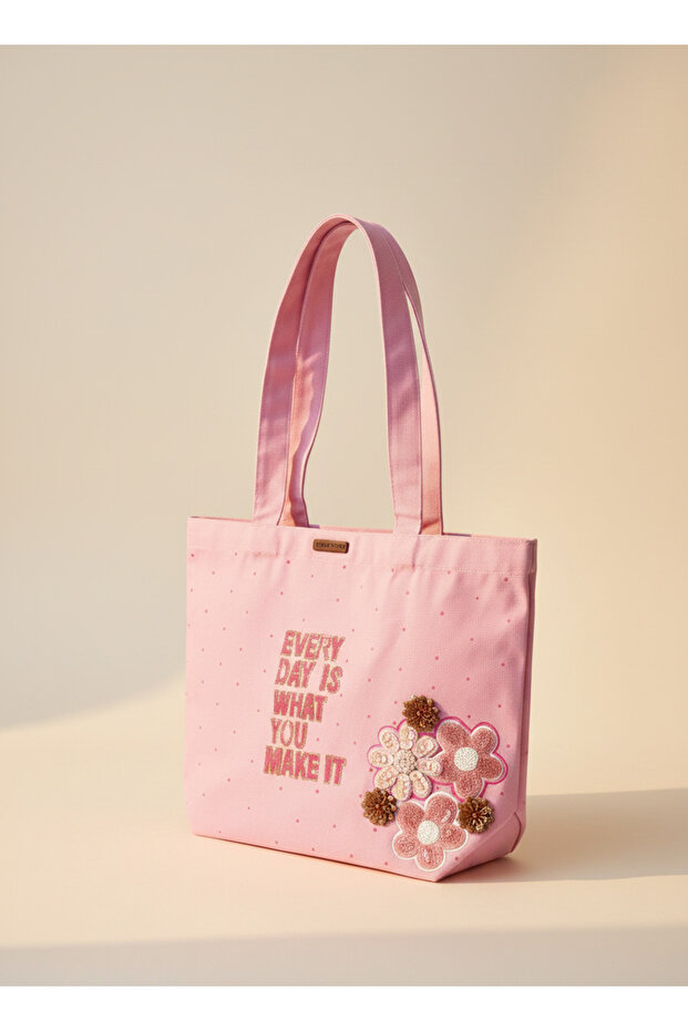 Every Day' Sequin Slogan Canvas Tote Bag