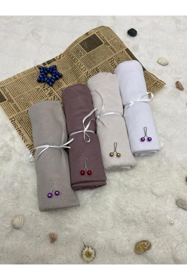 Combed Cotton Shawl Set of 4 Soft Textured Jersey Combed Cotton Shawl Set with Shawl Clip as a Gift