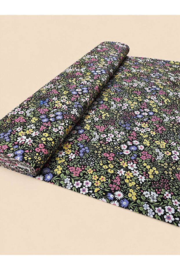 100% Cotton Patterned Poplin Fabric - Floral - (50X170)