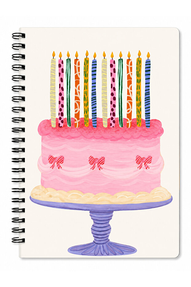 🎂 دفتر حلزوني مقاس A5 مع كعكة عيد ميلاد سعيد | دفتر ملاحظات مخطط | تصميم بطابع عيد الميلاد