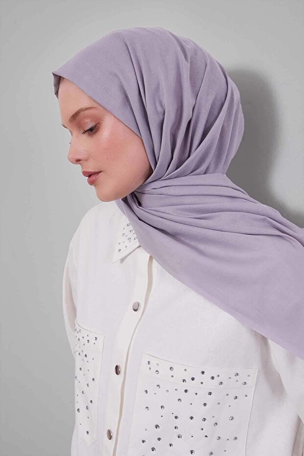 Gray Plain Tencel Shawl - 4