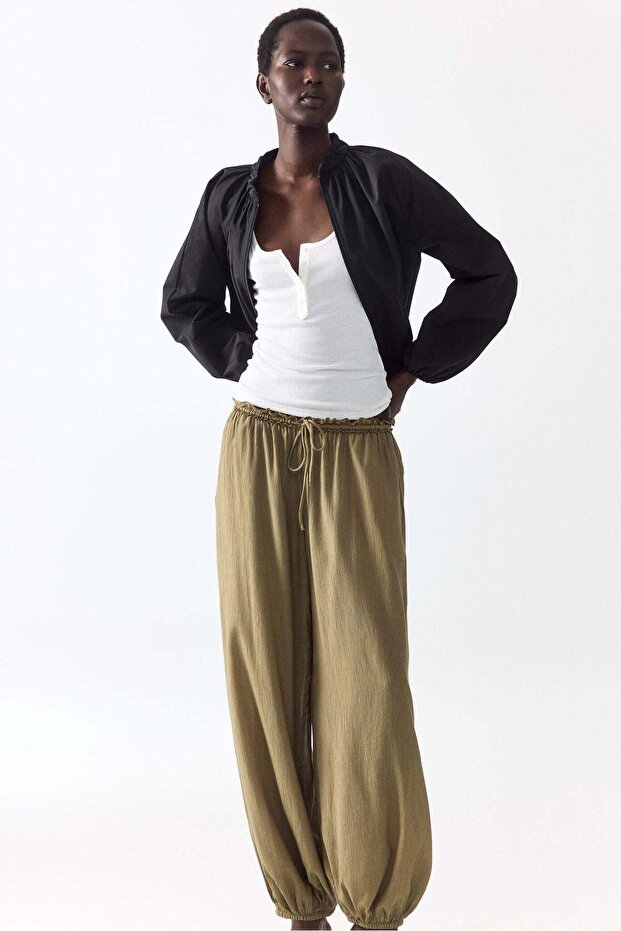 Balloon drawstring trousers