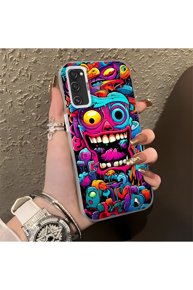 Samsung Galaxy S20 Fe Compatible Silicone Edge Hard Back Case Couple Phone Case with Line Pattern