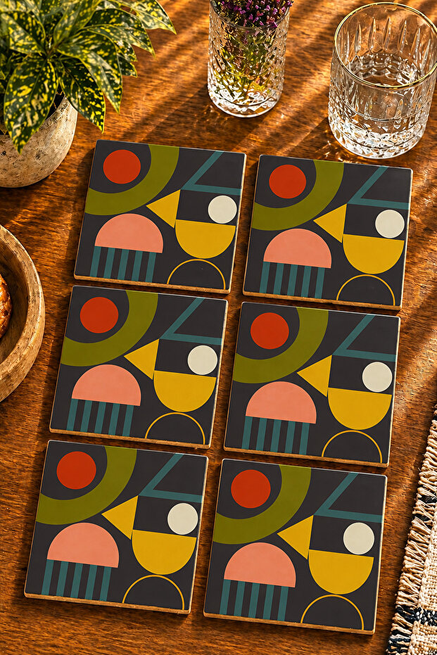 Abstract - Bohemian Modern Set of 6 Coasters - Uv Printing Mdf - 10X10 cm