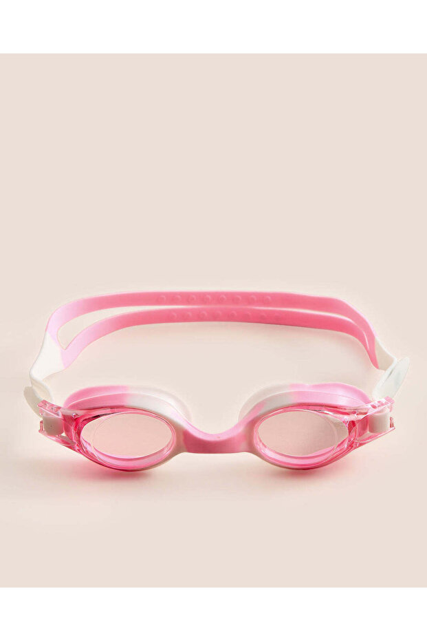 Kids Pink And White Swimming Goggles With Earplugs