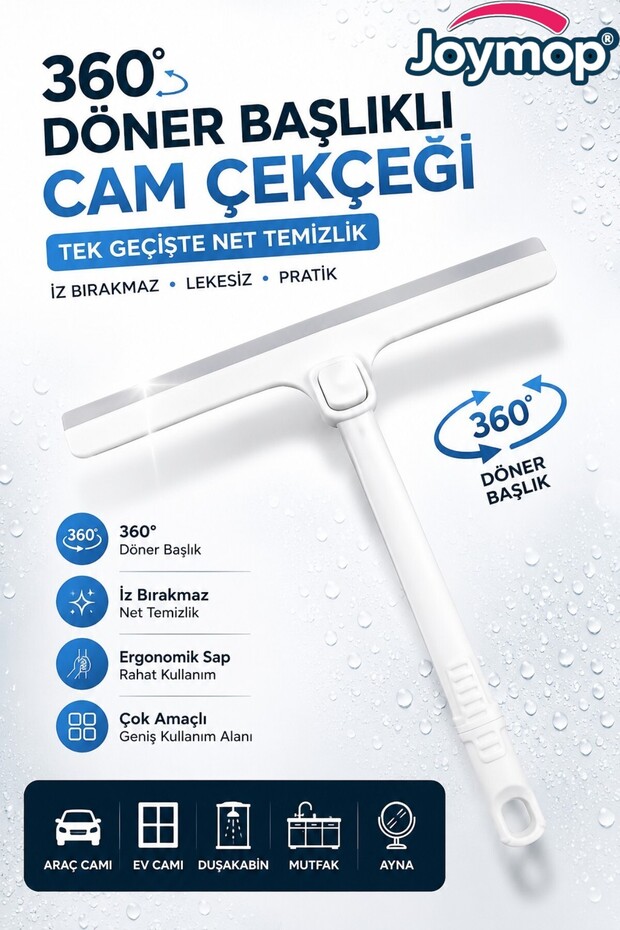 360 ° Rotating Head Glass Cleaning Tool – Squeegee Glass Wiper | For Car Windshield, Shower Cabin, Mirror and Worktop