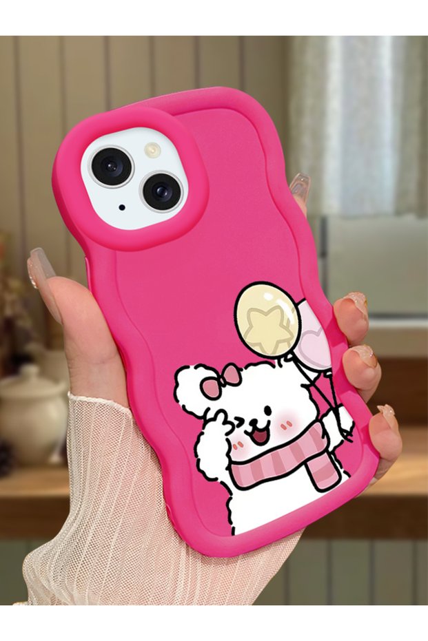 iPhone 15 Compatible Case with Camera Protector Red Silicone Couple Phone Case Cat Pattern