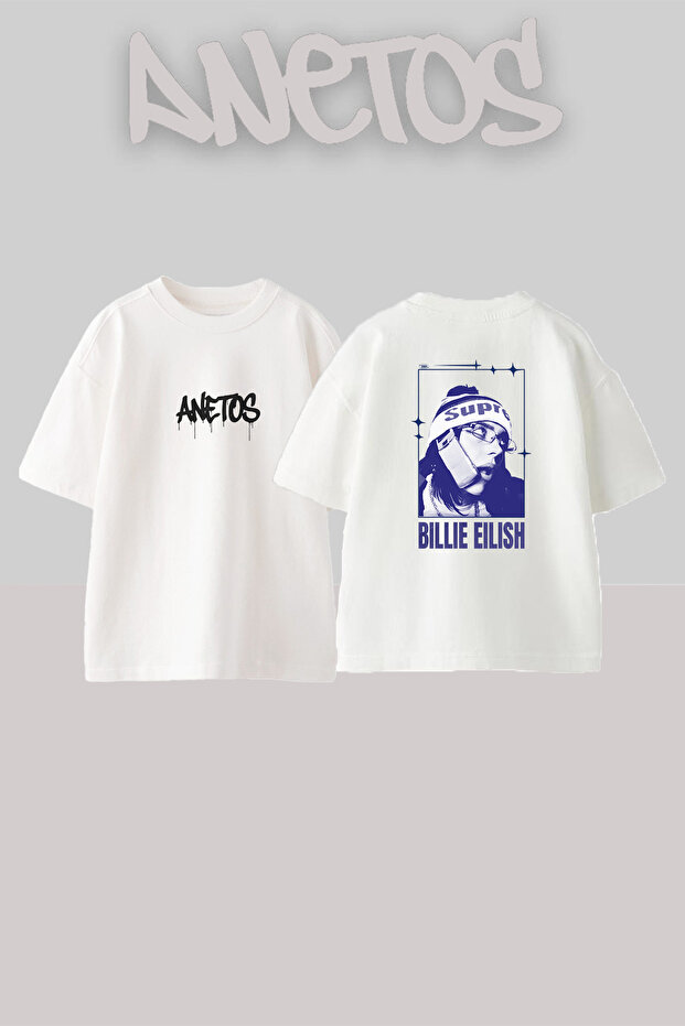 Billie Eilish_159 Design Printed Oversize White T-Shirt