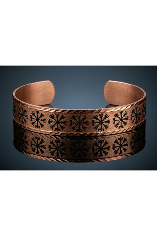 Gifted 100% handmade copper | copper vegvisir motif adjustable clasp bracelet