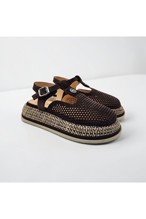 Women's Genuine Suede Perforated Sandals