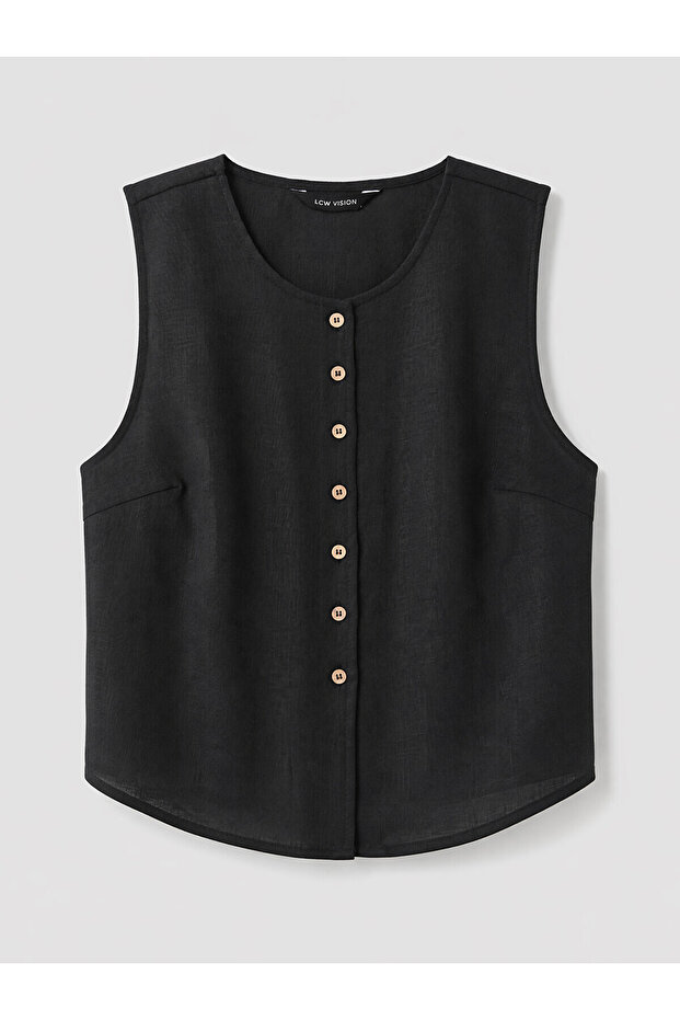 Özmarka New Season Linen Blend Women's Classic Vest