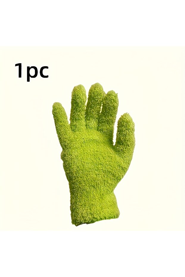 green Microfiber Dusting Gloves Coral Fleece Fabric Elastic & Breathable Easy To Clean Dust From Car