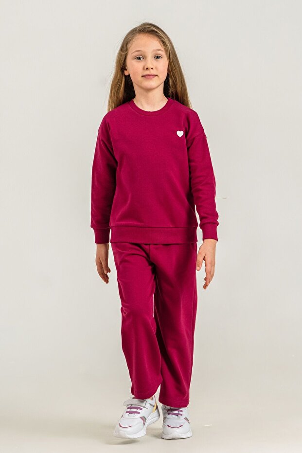 Girl's Sweet and Chic Burgundy Tracksuit Set Rp3921-C-V2