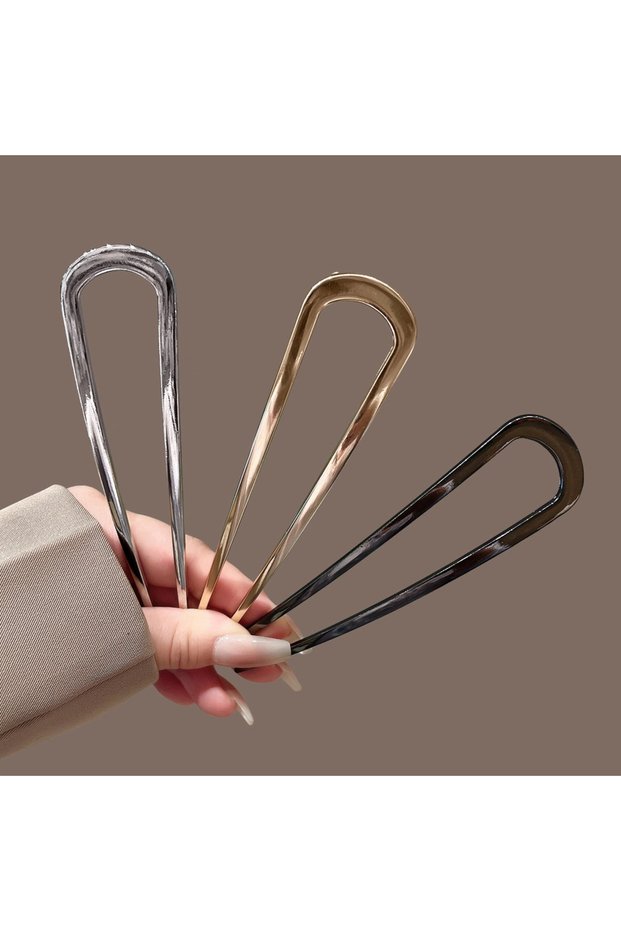 3PCS New Simple U Shaped Hair Forks Hairpin Metal Hair Sticks Geometric Hair Clips Fashion Hair Acce