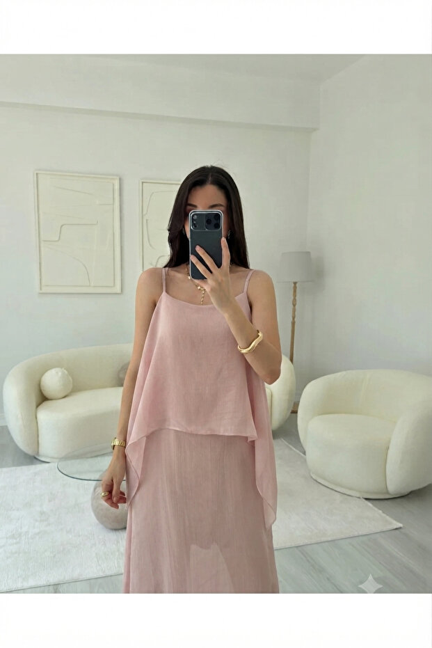 Women's Cape Strap Flight Strap Midi Length Dress