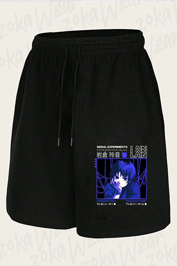 شورت مطبوع بتصميم داكن من Serial Experiments Lain للجنسين