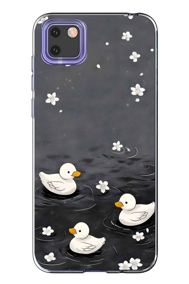 Huawei Y5P Compatible Little Ducks Patterned Transparent Phone Case