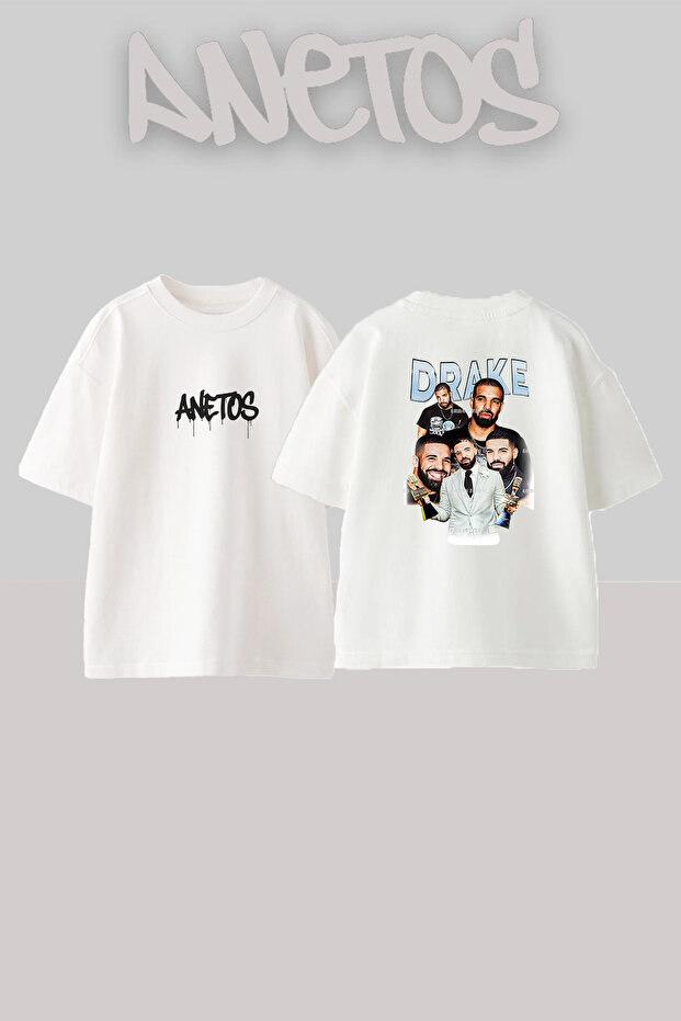 Drake_58 Design Printed Oversize White T-Shirt