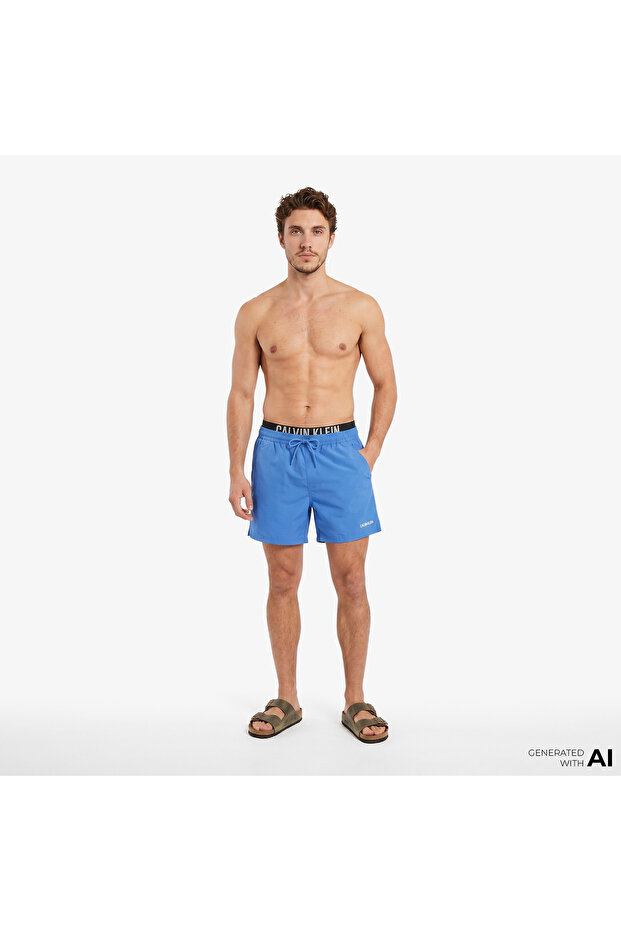 Medium Drawstring Erkek Mavi Deniz Şortu