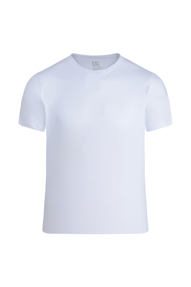 White Regular Fit Crew Neck Cotton T-Shirt